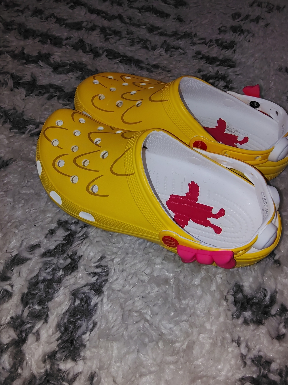 CROCS MCDONALD'S  Yellow  Clogs with Pink Bow Accent